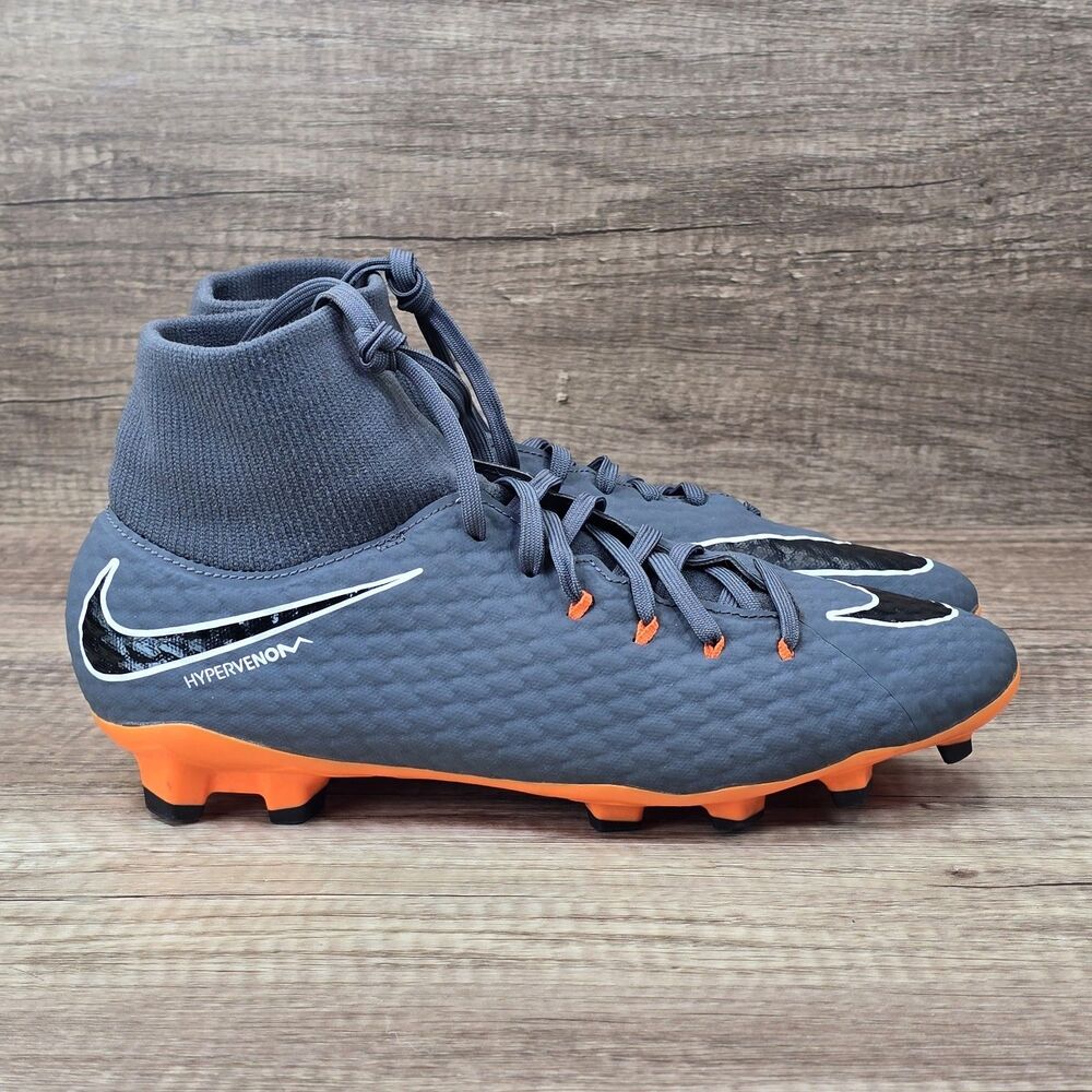 Nike Hypervenom Phantom III Academy DF FG Men's Sz 8.5 Gray Orange Soccer Cleats